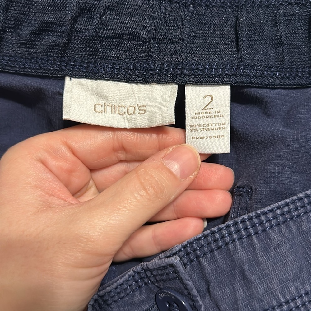 Chico’s Cotton and Spandex Casual Navy Pants Size 2 (Large-12) with Four Pockets - Picture 16 of 17
